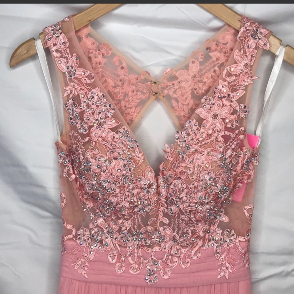 Jovani Beaded Bodice Pink Prom Dress JVN 47791
